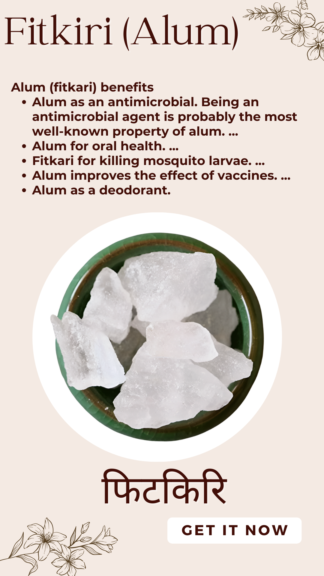 Fitkiri Rock ( Alum Rock ) 500 gm